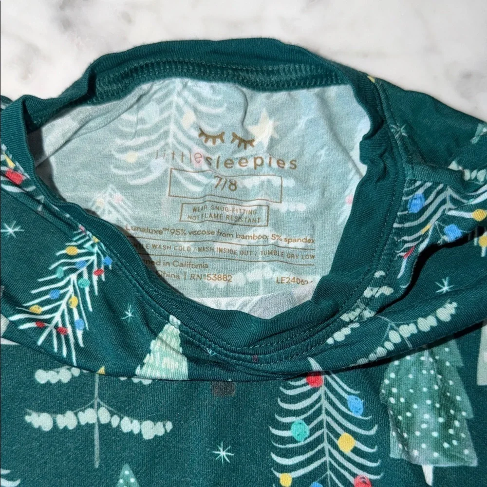 Little Sleepies Green Tree Pattern Pajama Set 7/8Y
